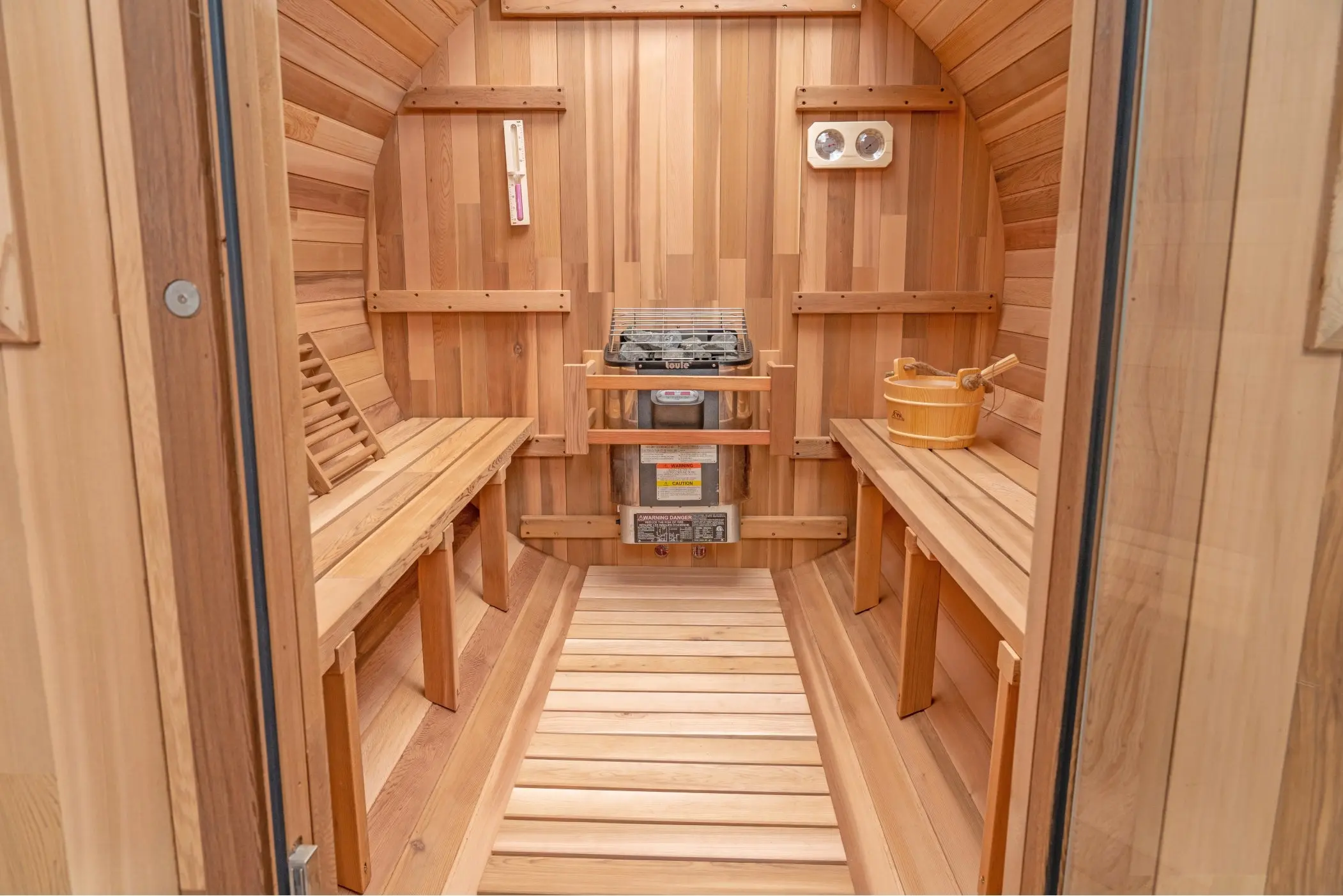 10 FT Red Cedar Barrel Sauna with Porch - 6-8 Person - Image 11