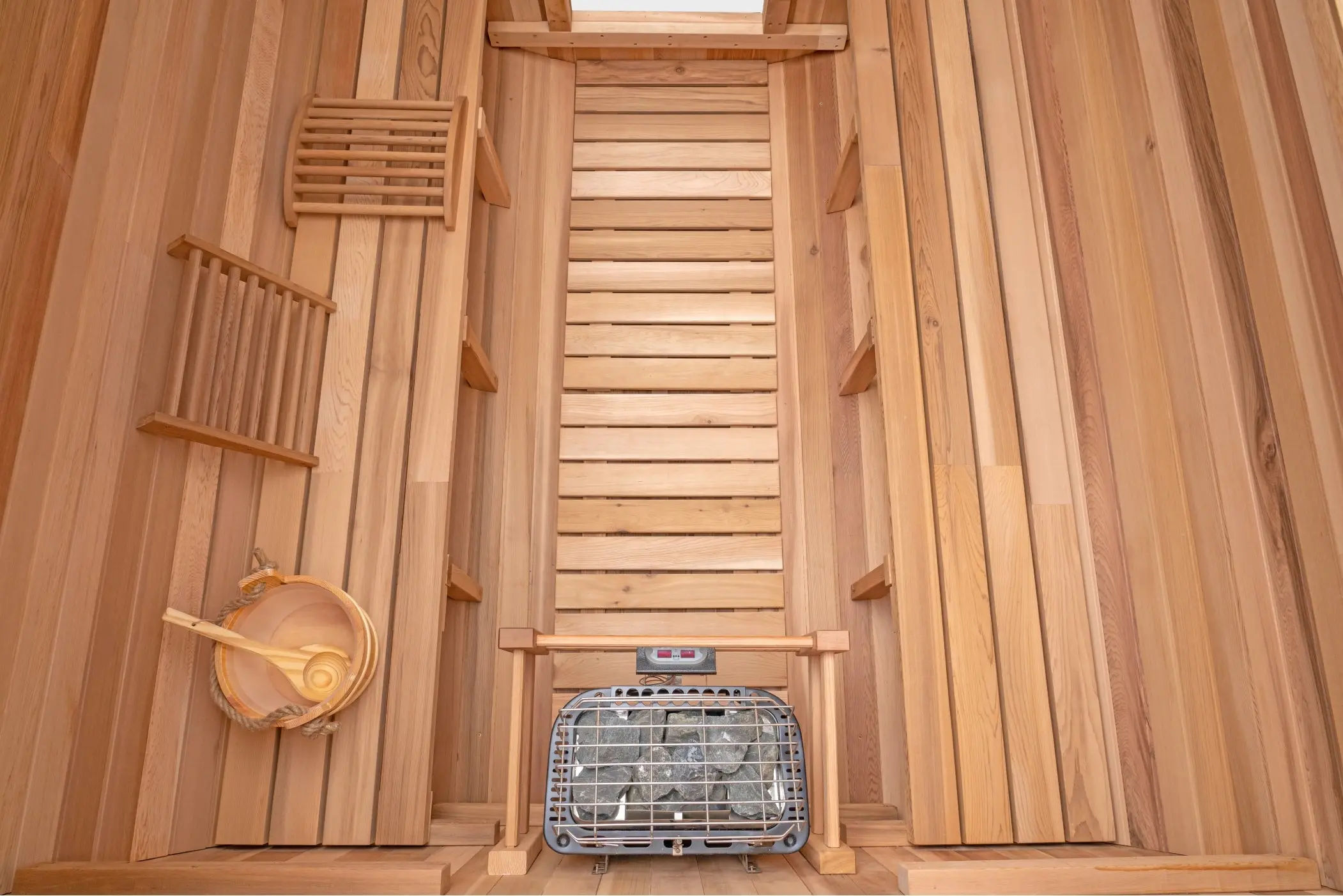 10 FT Red Cedar Barrel Sauna with Porch - 6-8 Person - Image 12