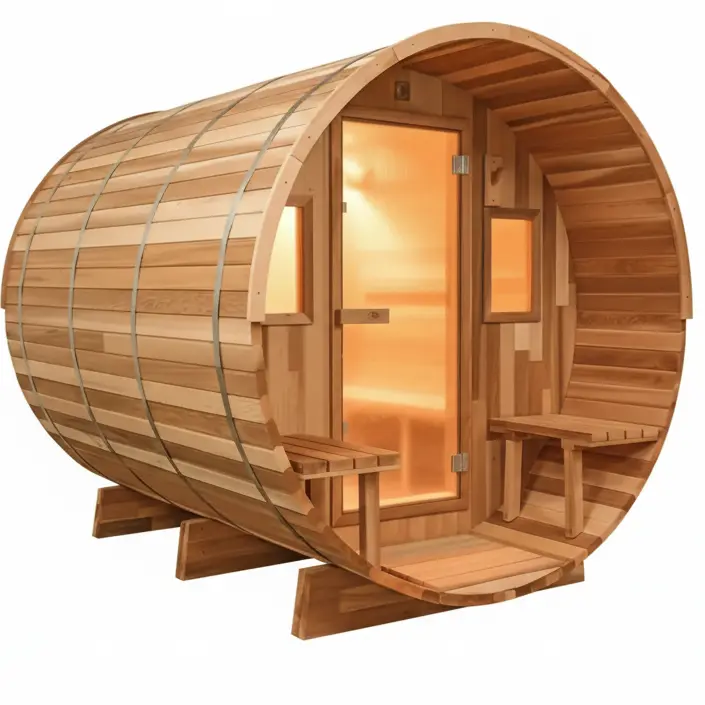 8 FT Classic Red Cedar Barrel Sauna with Porch - 4-6 Person - Image 19