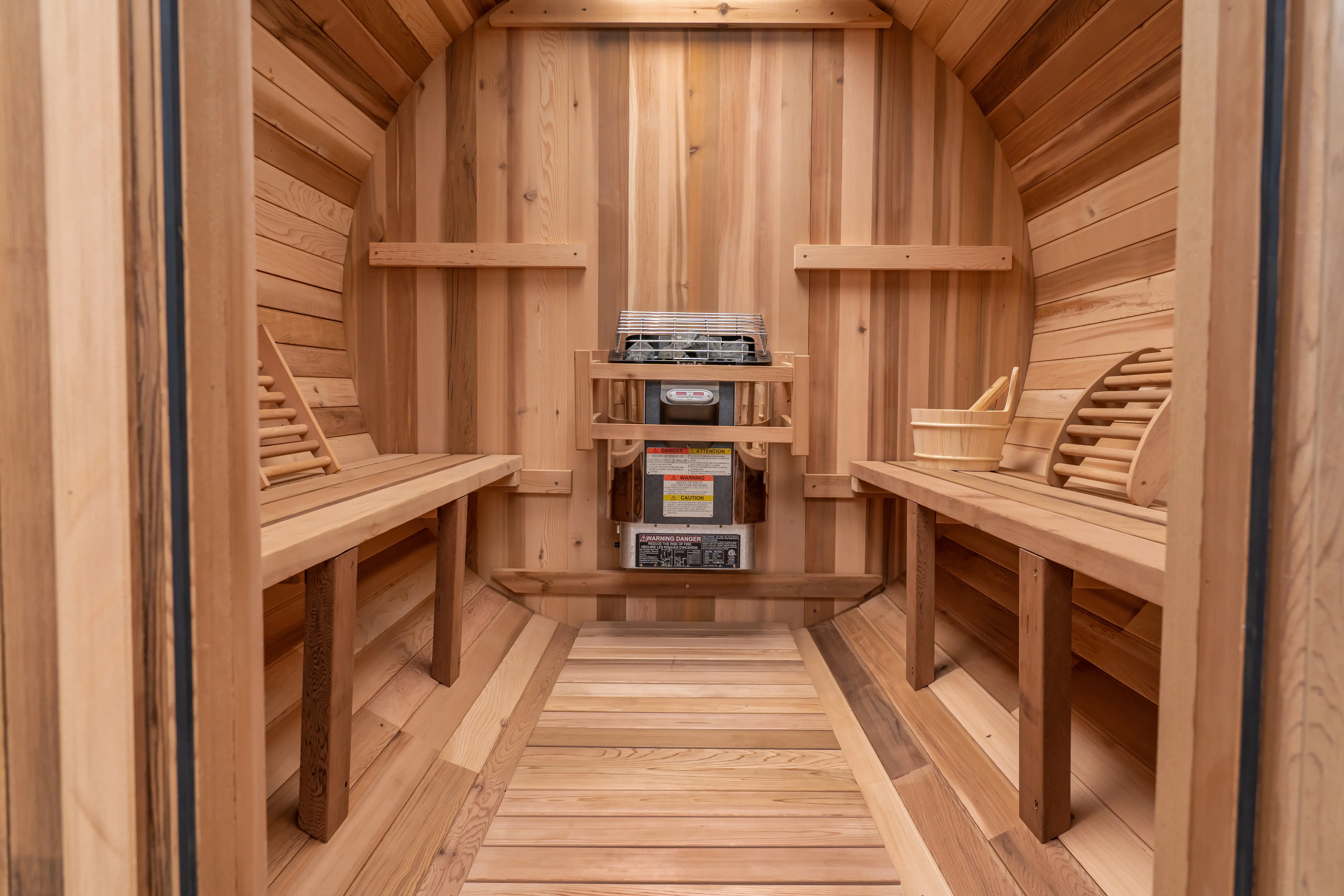 10 FT Red Cedar Barrel Sauna with Porch - 6-8 Person - Image 3