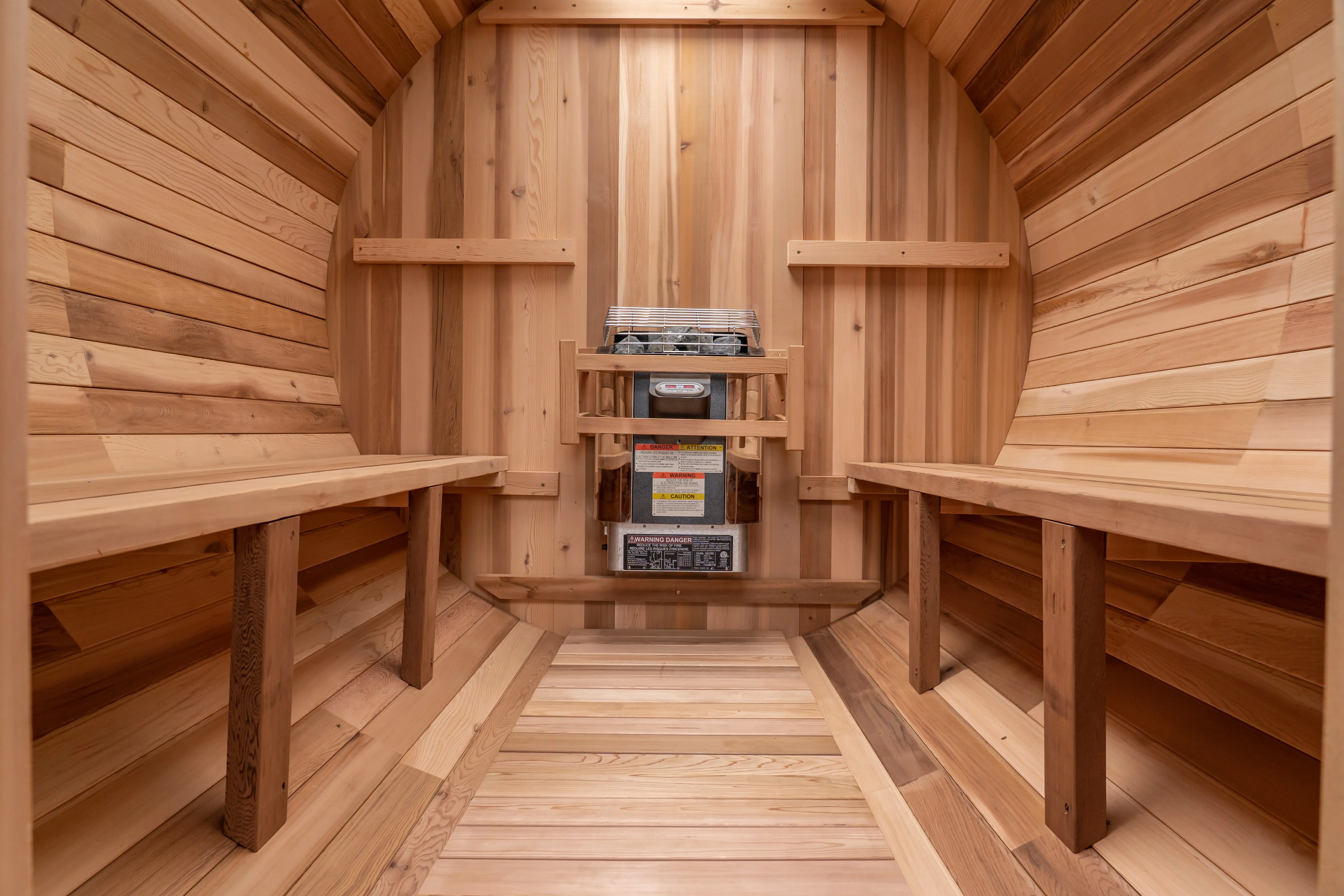 10 FT Red Cedar Barrel Sauna with Porch - 6-8 Person - Image 4