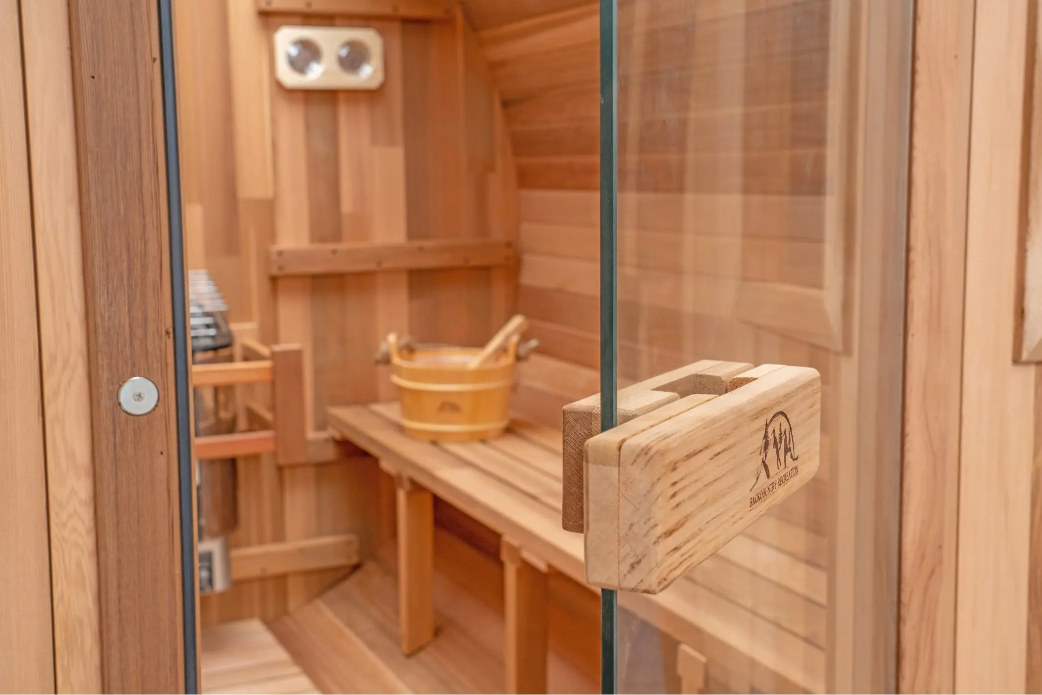 10 FT Red Cedar Barrel Sauna with Porch - 6-8 Person - Image 9