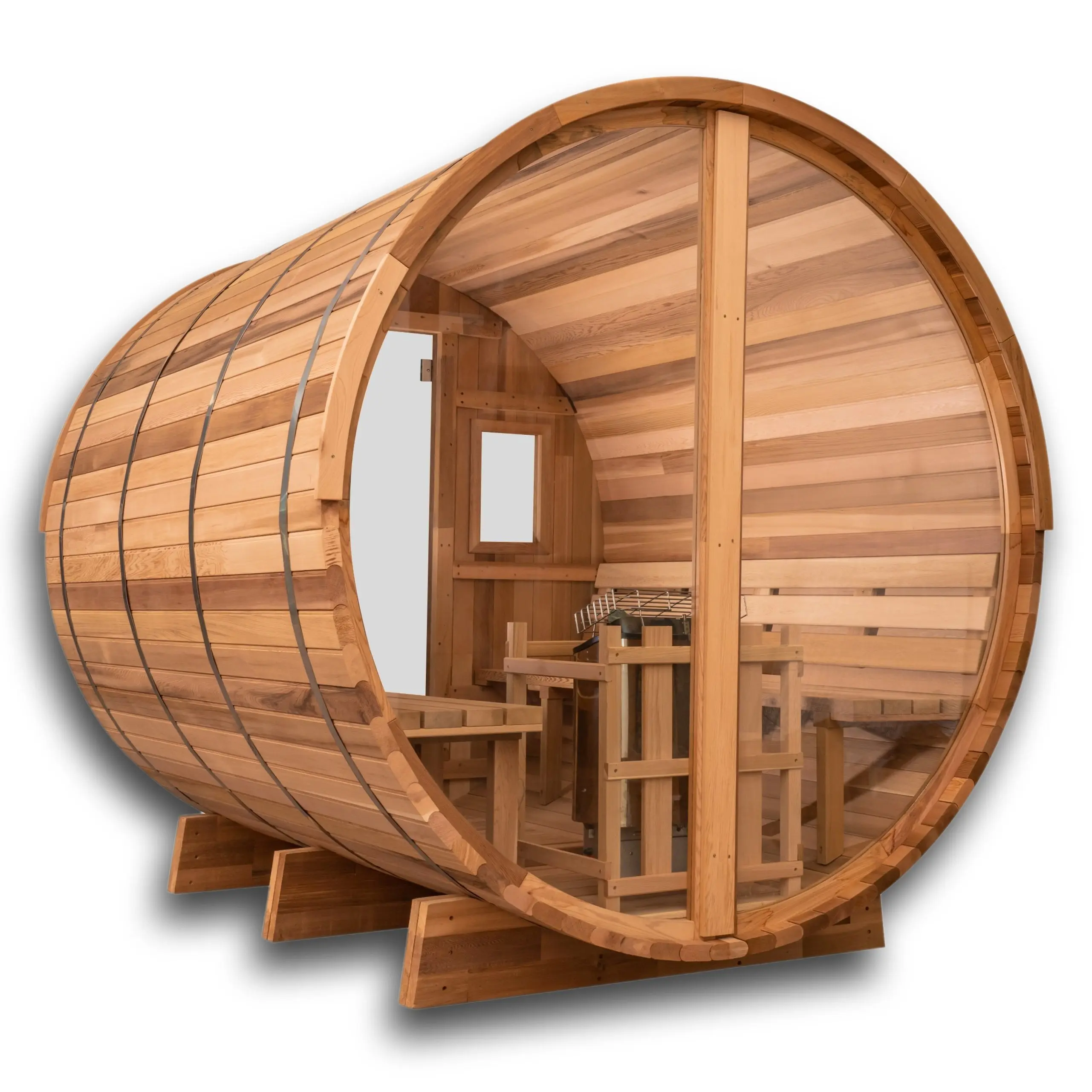 8 Ft Classic Cedar Scenic View Barrel Sauna - 6-8 Person - Image 14