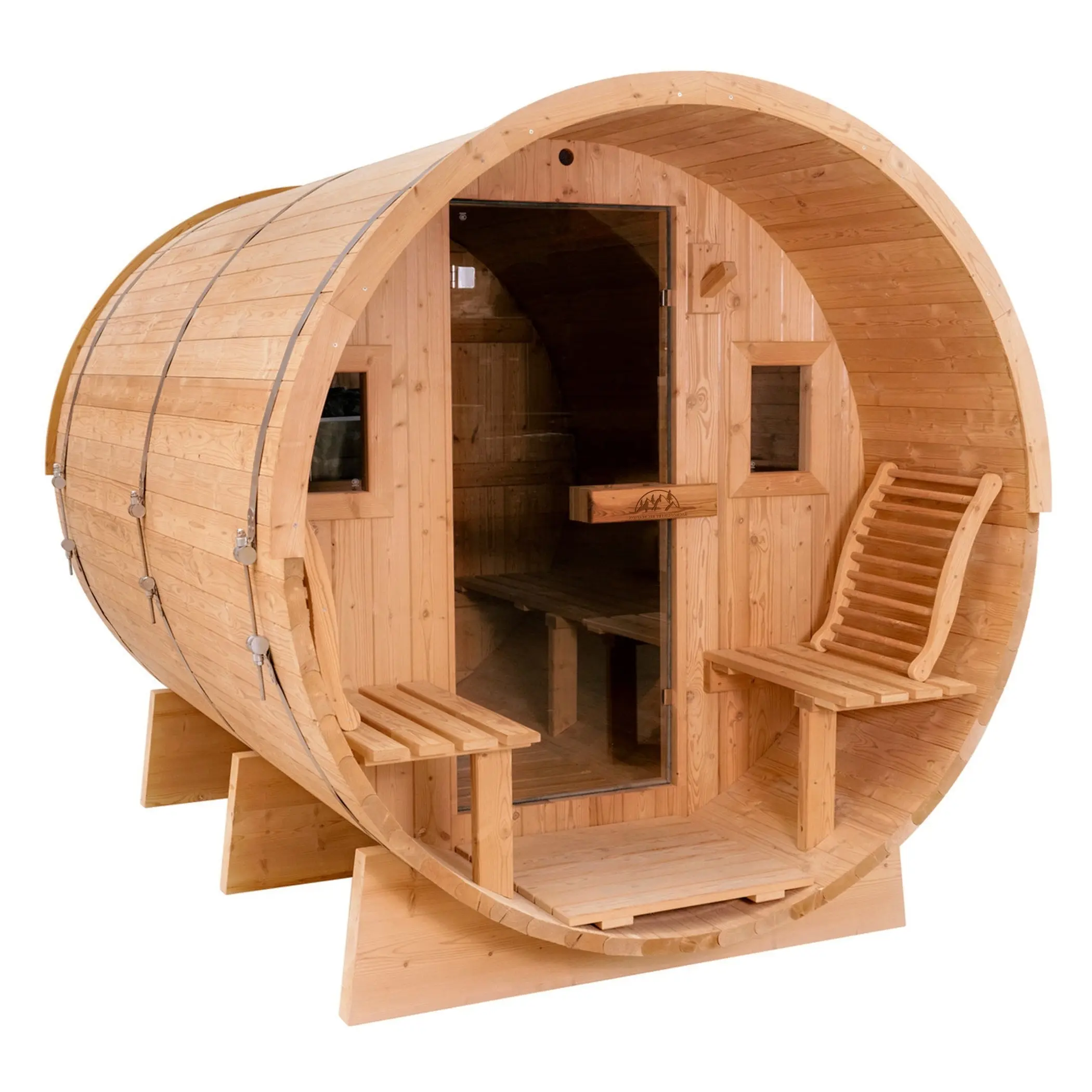 8 FT Classic Thermowood Barrel Sauna with Porch - 4-6 Person - Image 13