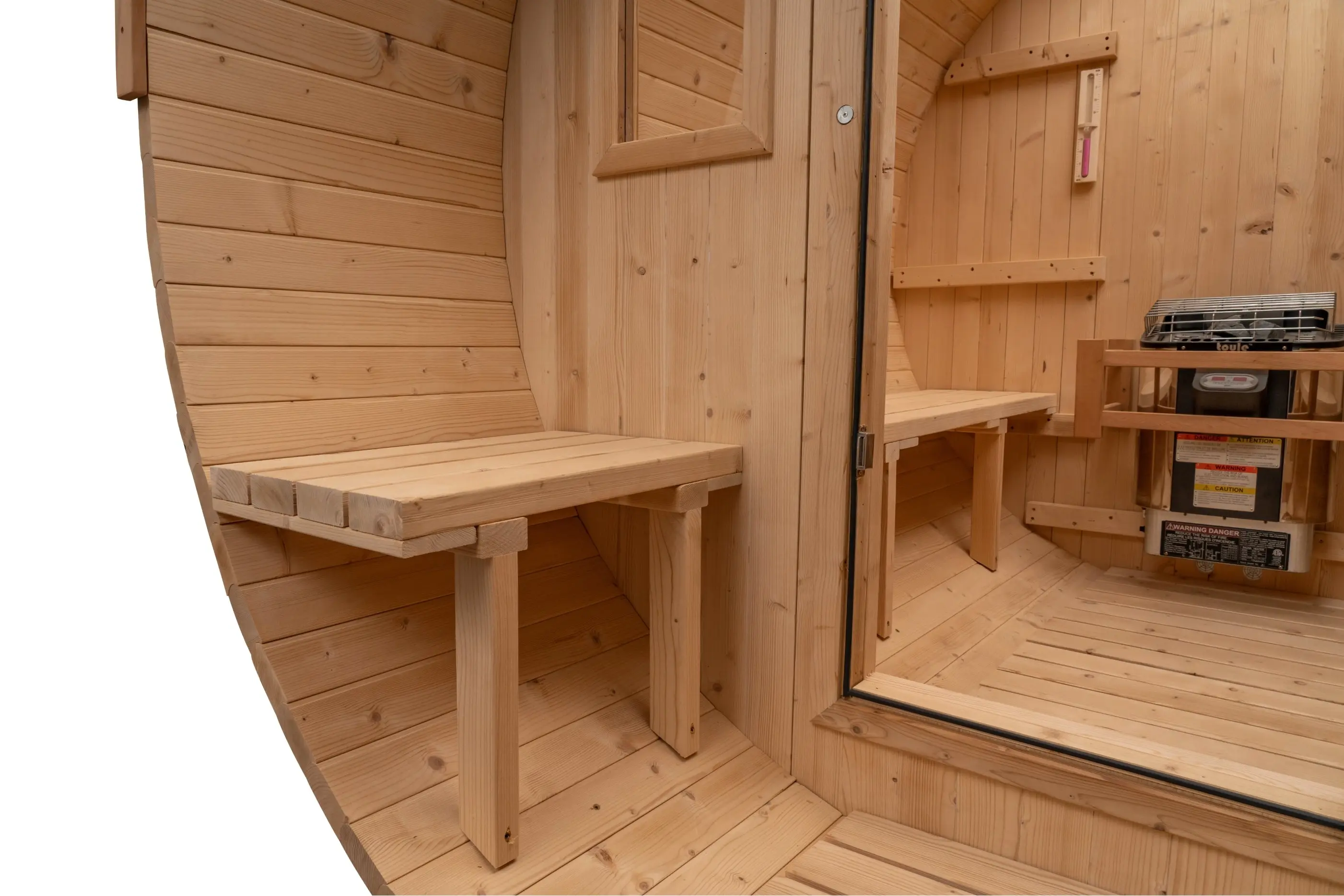 8 FT Classic Thermowood Barrel Sauna with Porch - 4-6 Person - Image 21