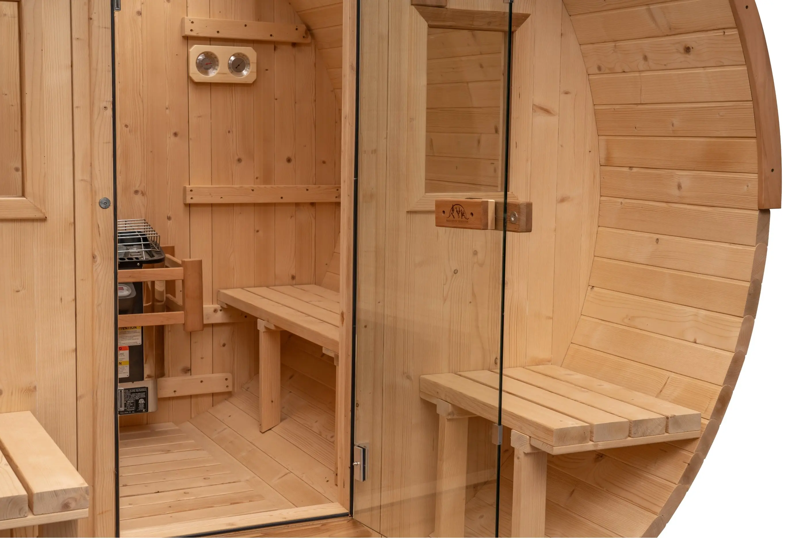 8 FT Classic Thermowood Barrel Sauna with Porch - 4-6 Person - Image 22