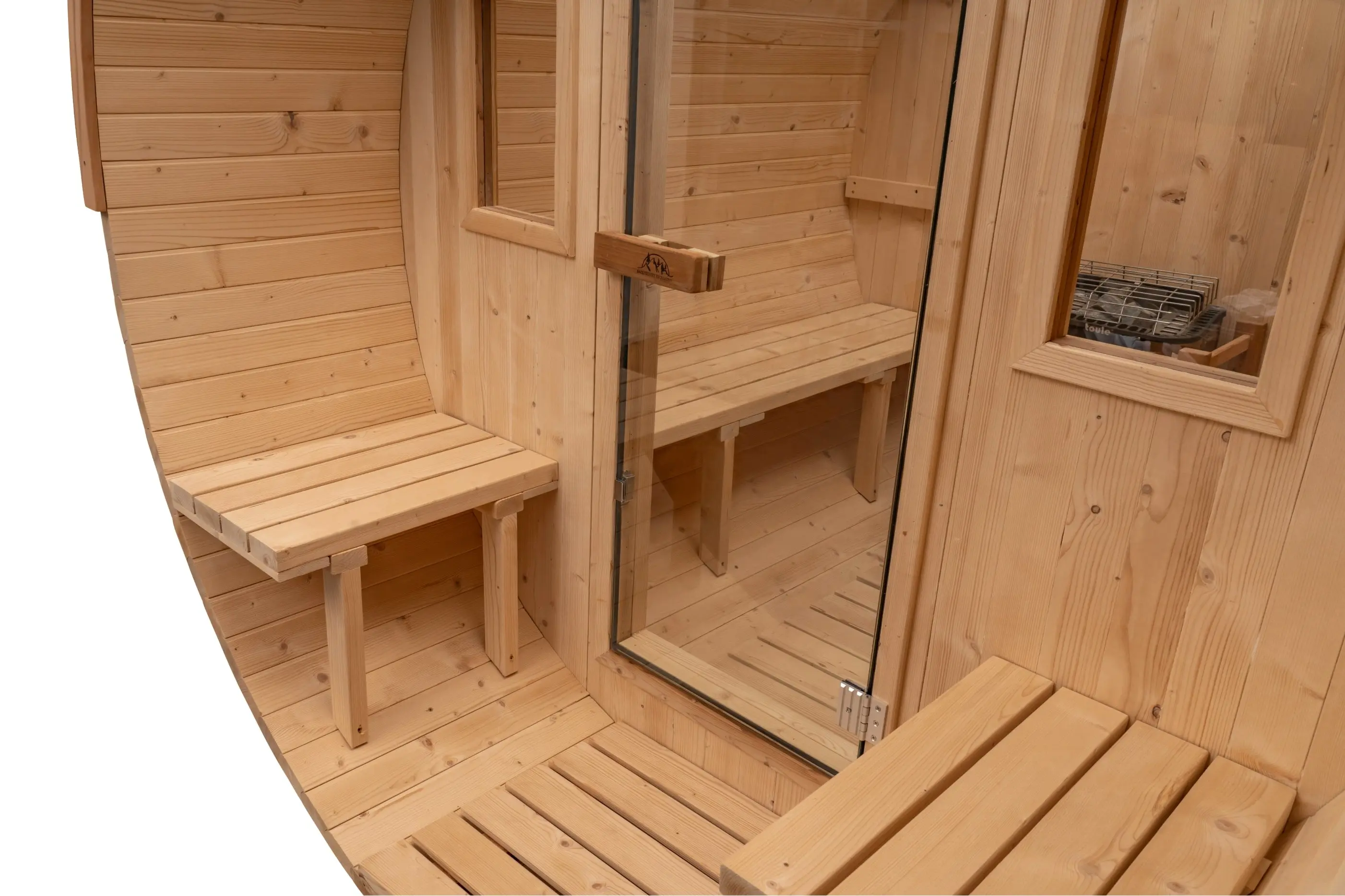 8 FT Classic Thermowood Barrel Sauna with Porch - 4-6 Person - Image 25