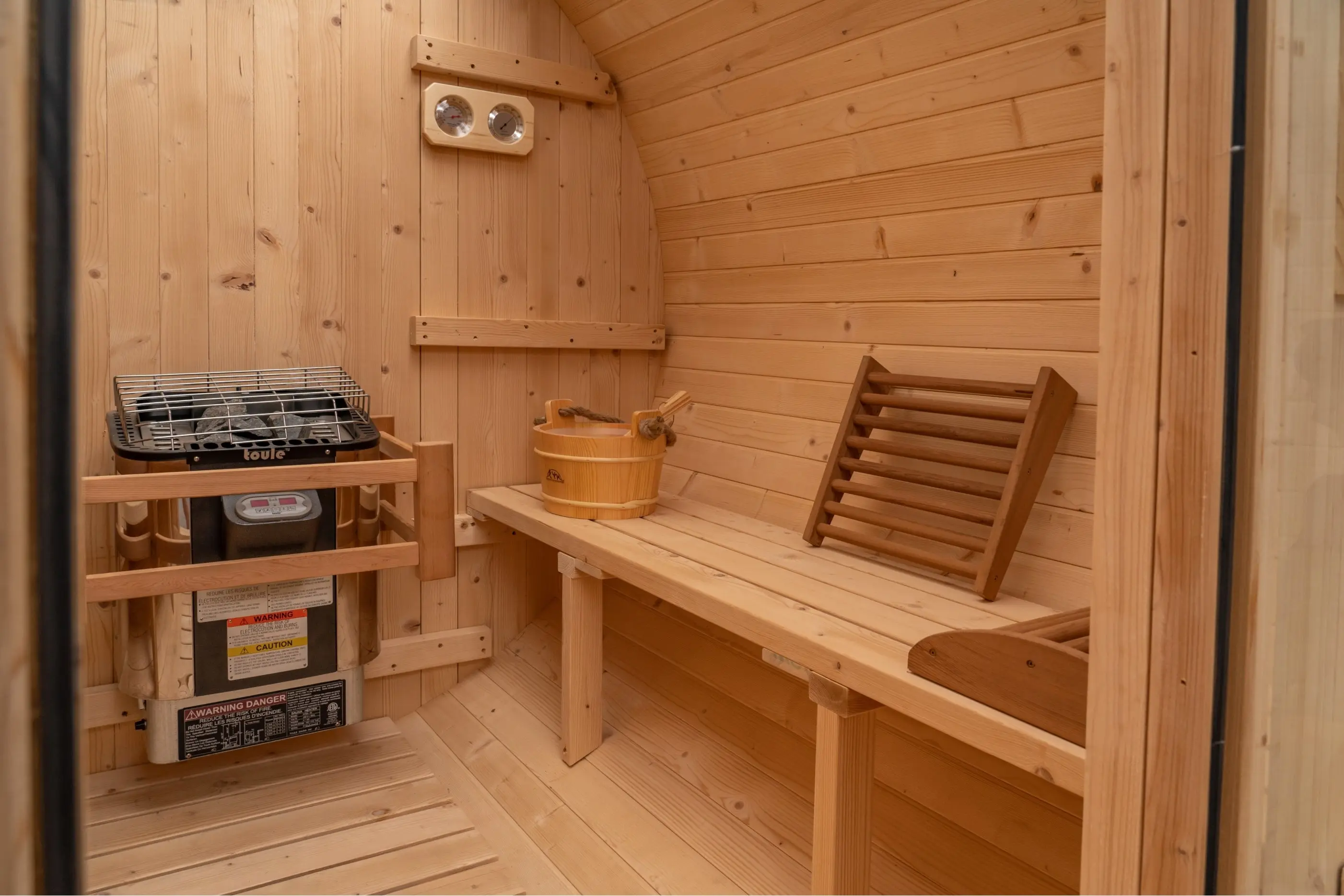 8 FT Classic Thermowood Barrel Sauna with Porch - 4-6 Person - Image 30