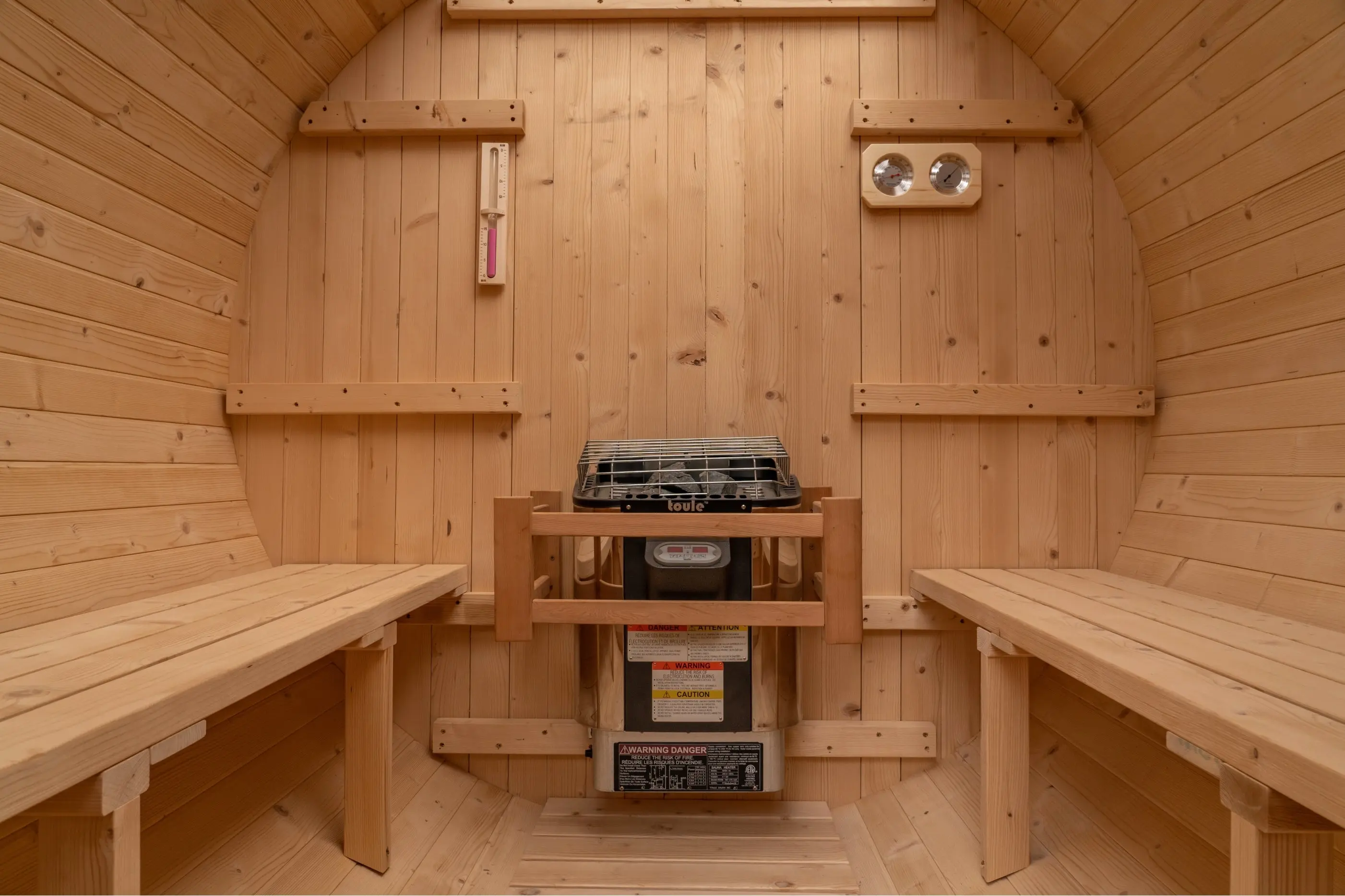 8 FT Classic Thermowood Barrel Sauna with Porch - 4-6 Person - Image 4