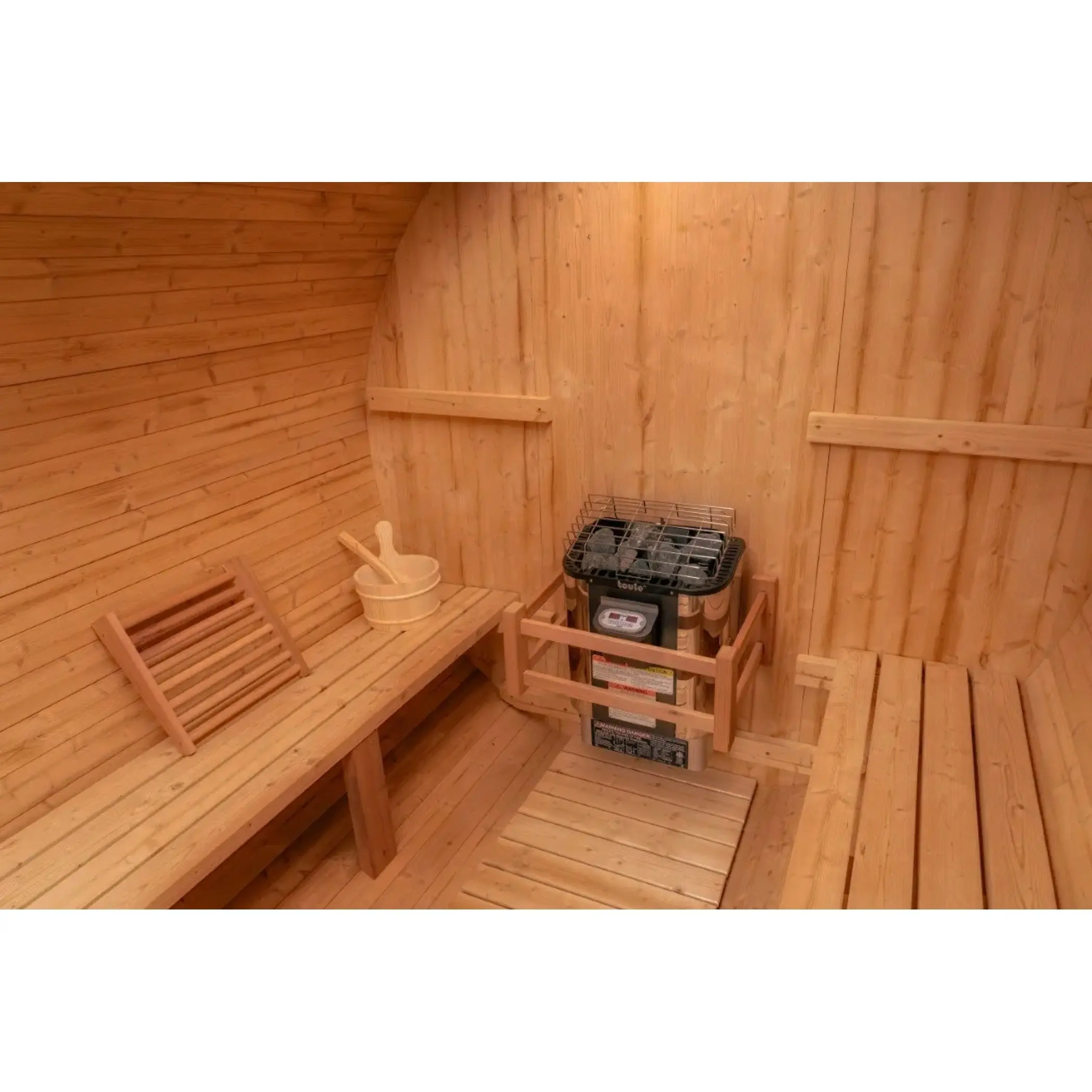 8 FT Classic Thermowood Barrel Sauna with Porch - 4-6 Person - Image 8