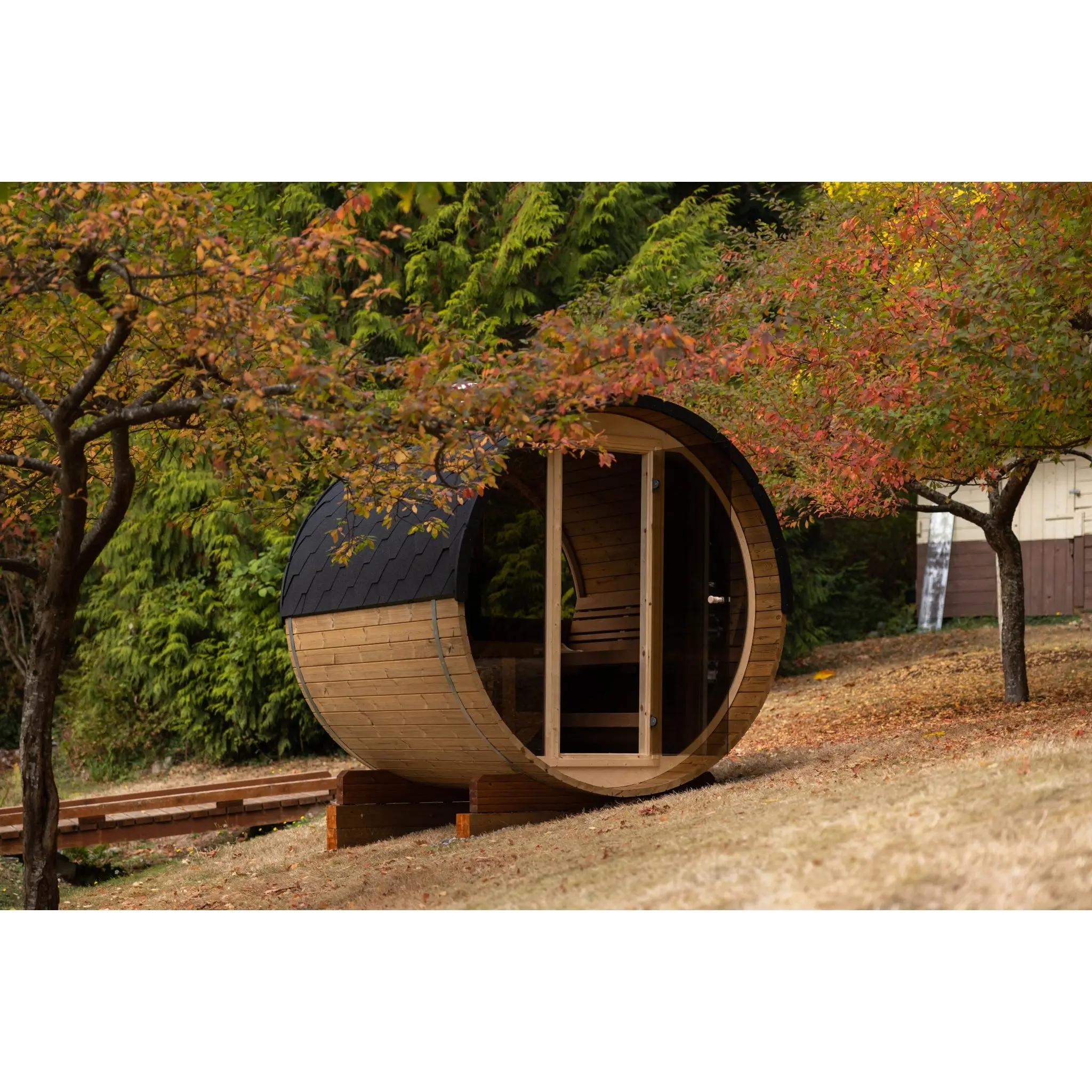 8 FT Thermowood Scenic View Barrel Sauna - 6 Person (Extra Wide) - Image 3