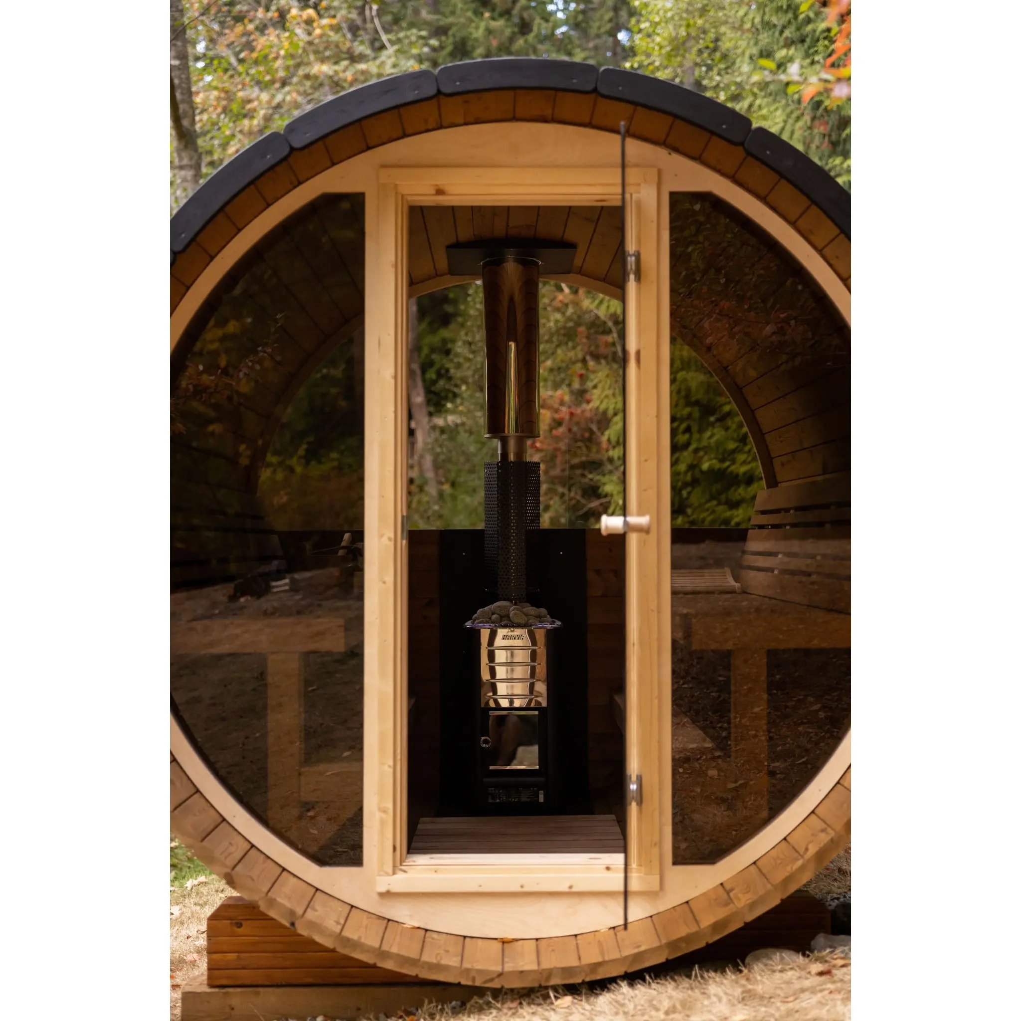8 FT Thermowood Scenic View Barrel Sauna - 6 Person (Extra Wide) - Image 4