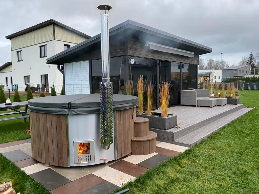 Deluxe Wood Fired Hot Tub With Liner - Limited Black Edition - Image 21