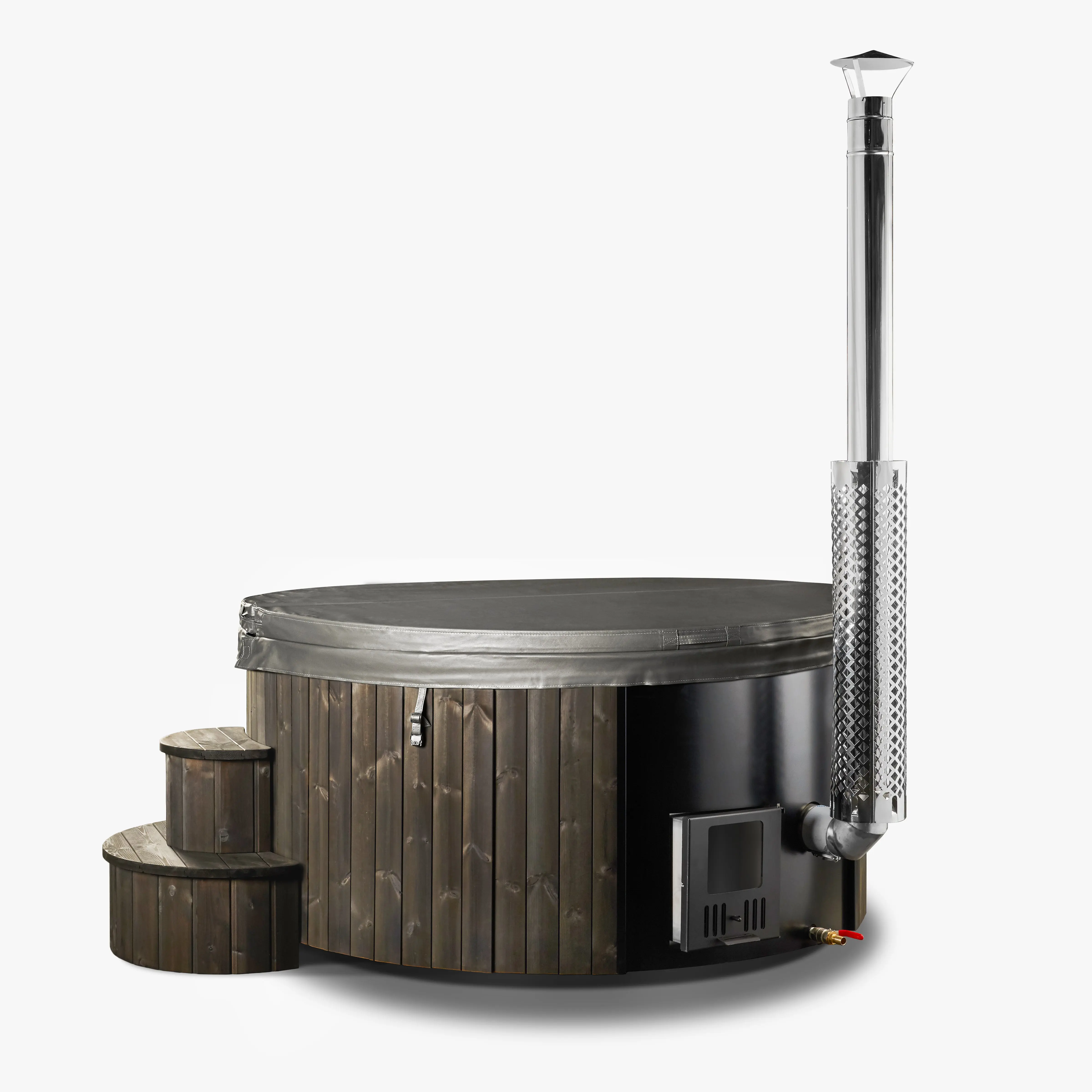 Deluxe Wood Fired Hot Tub With Liner - Limited Black Edition - Image 28