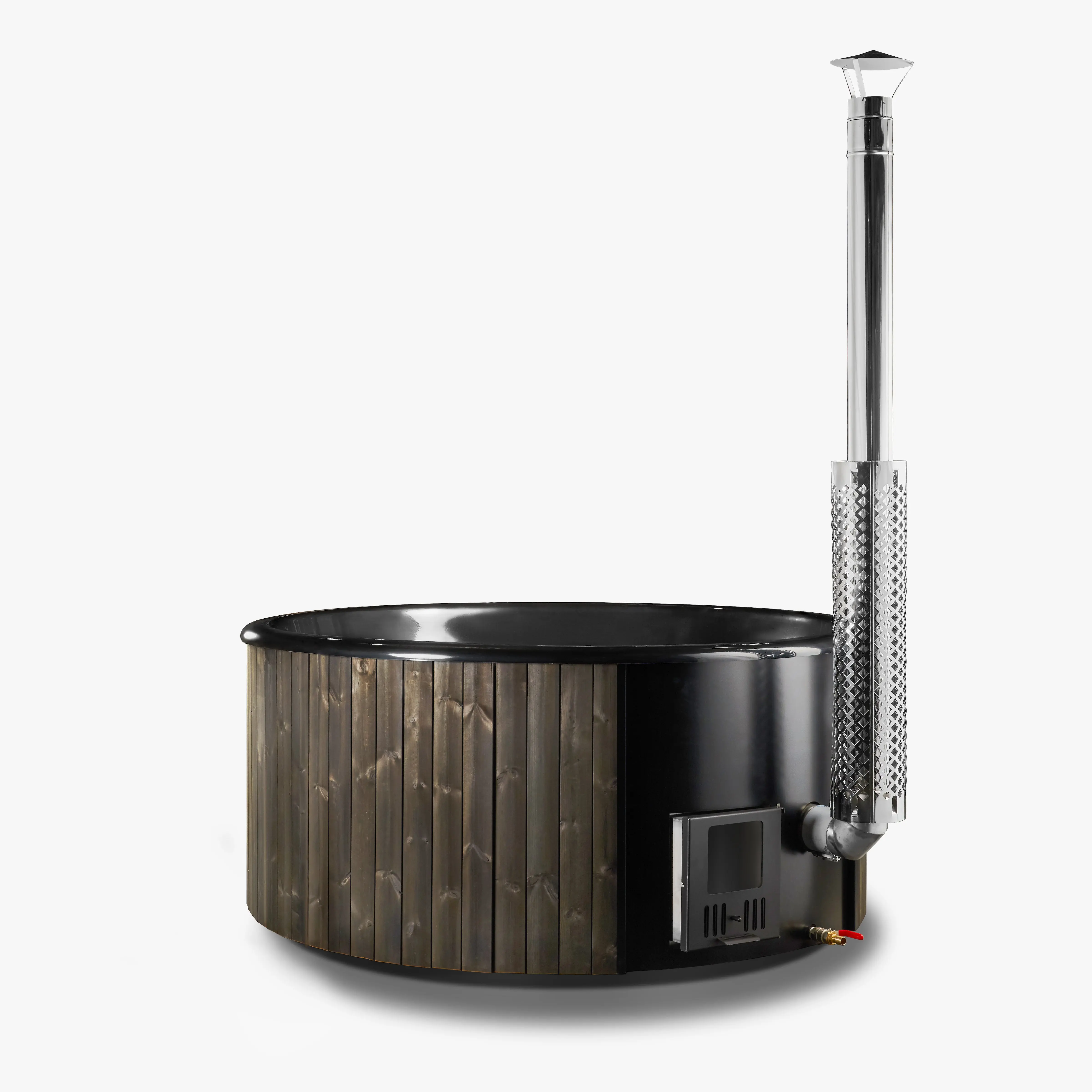 Deluxe Wood Fired Hot Tub With Liner - Limited Black Edition - Image 29