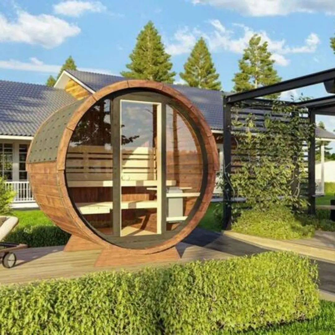 5.5 Ft Scenic View Barrel Sauna - 2- 4 People (Extra Wide) - Image 4