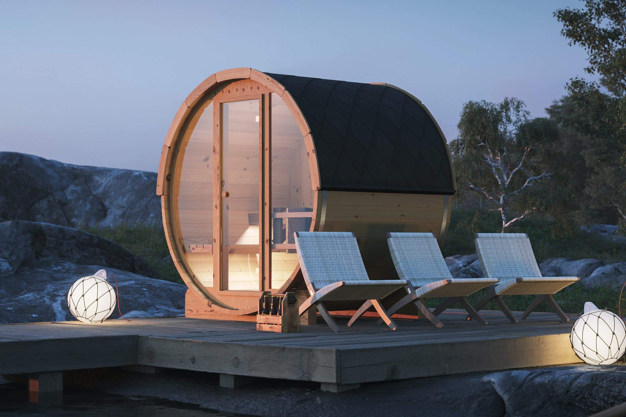 5.5 Ft Scenic View Barrel Sauna - 2- 4 People (Extra Wide) - Image 8