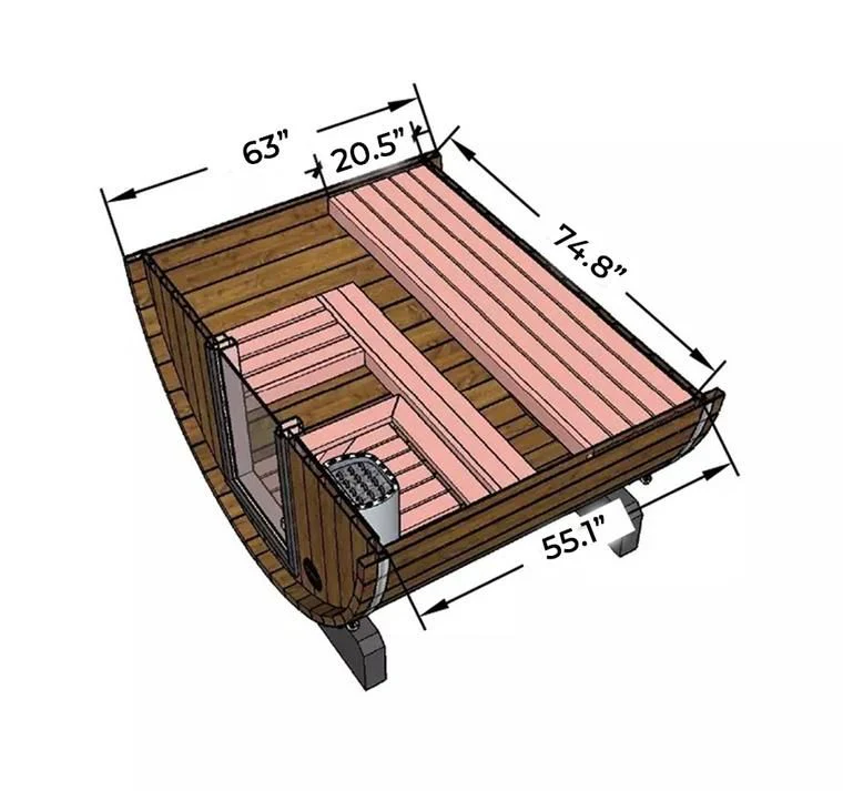 5.5 Ft Scenic View Barrel Sauna - 2- 4 People (Extra Wide) - Image 9
